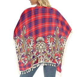 ScotsTee Shop Scottish Hamilton Modern Tartan Scotland Royal Golden Thistle Square Fringed Shawl