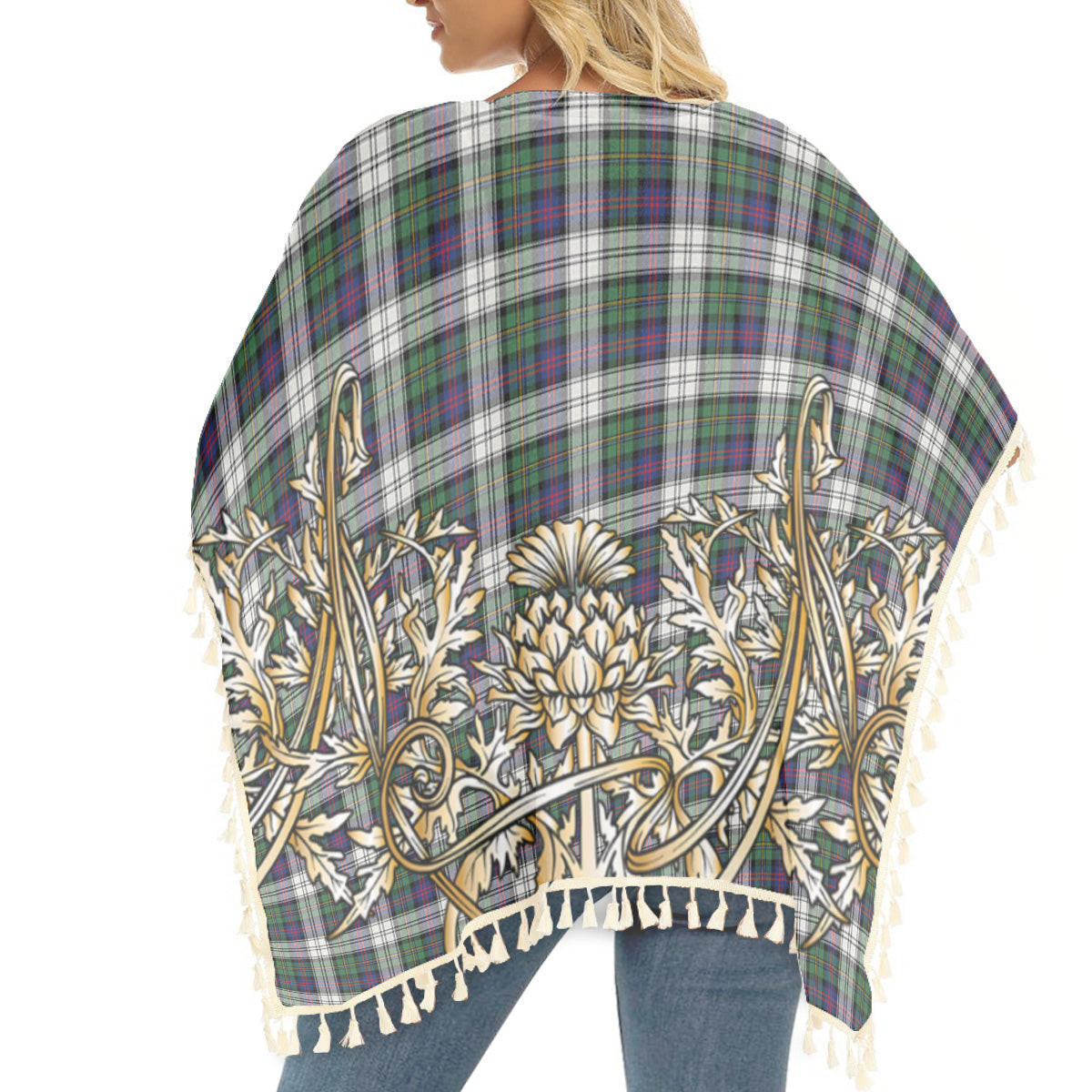 ScotsTee Shop Scottish MacCallum Dress Modern Tartan Scotland Royal Golden Thistle Square Fringed Shawl