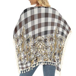 ScotsTee Shop Scottish Hogg Modern Tartan Scotland Royal Golden Thistle Square Fringed Shawl