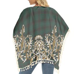 ScotsTee Shop Scottish MacGillivray Hunting Modern Tartan Scotland Royal Golden Thistle Square Fringed Shawl