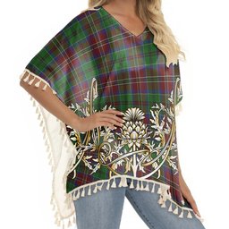 ScotsTee Shop Scottish McCulloch Tartan Scotland Royal Golden Thistle Square Fringed Shawl