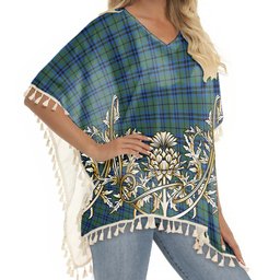 ScotsTee Shop Scottish Marshall 2 Tartan Scotland Royal Golden Thistle Square Fringed Shawl