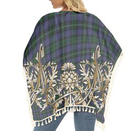 ScotsTee Shop Scottish Urquhart Brydone Tartan Scotland Royal Golden Thistle Square Fringed Shawl
