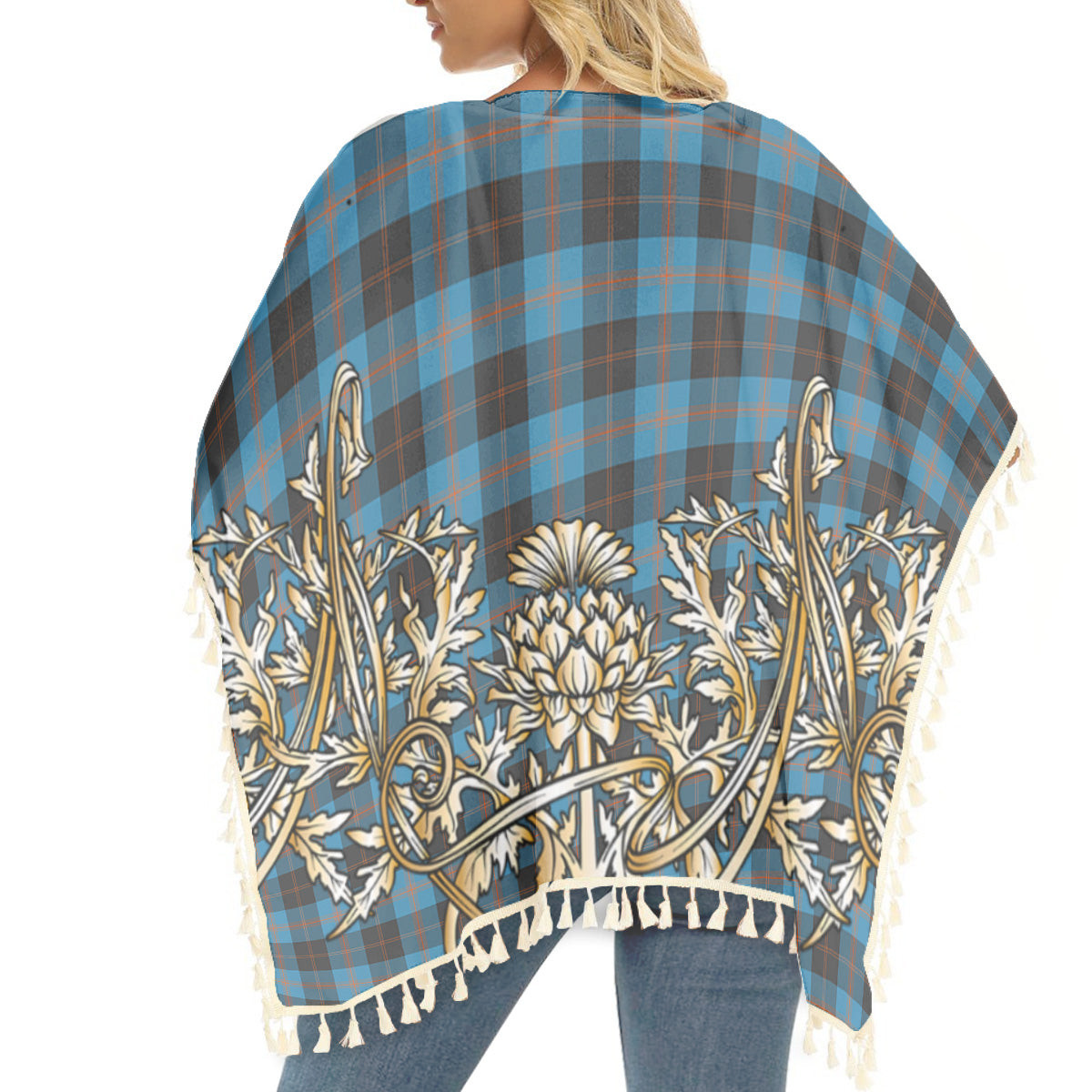 ScotsTee Shop Scottish Horsburgh Tartan Scotland Royal Golden Thistle Square Fringed Shawl