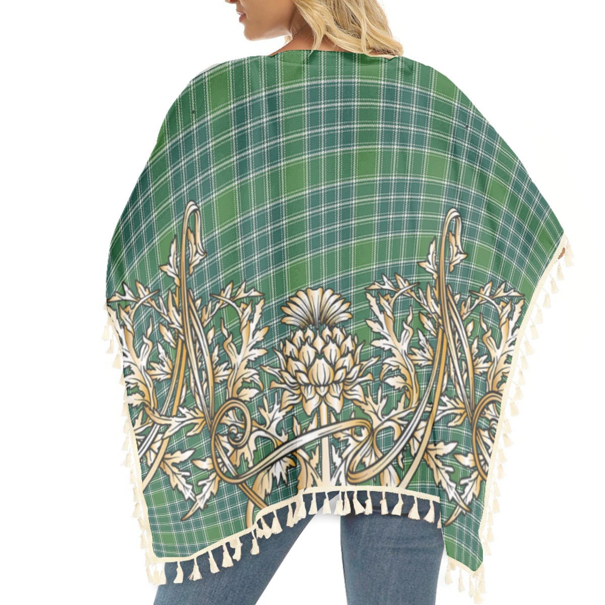ScotsTee Shop Scottish MacDonald Lord of the Isles Hunting Ancient Tartan Scotland Royal Golden Thistle Square Fringed Shawl