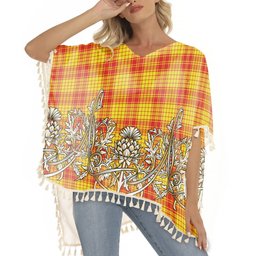 ScotsTee Shop Scottish McMillan Dress Modern Tartan Scotland Royal Golden Thistle Square Fringed Shawl