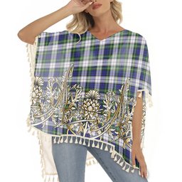 ScotsTee Shop Scottish Gordon Dress Modern Tartan Scotland Royal Golden Thistle Square Fringed Shawl