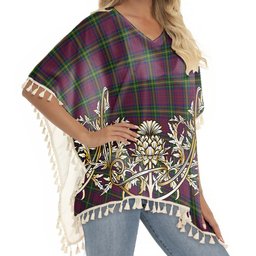 ScotsTee Shop Scottish MacGaugh Tartan Scotland Royal Golden Thistle Square Fringed Shawl