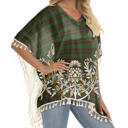 ScotsTee Shop Scottish McPhee Hunting Tartan Scotland Royal Golden Thistle Square Fringed Shawl