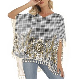 ScotsTee Shop Scottish Scott Black White Tartan Scotland Royal Golden Thistle Square Fringed Shawl
