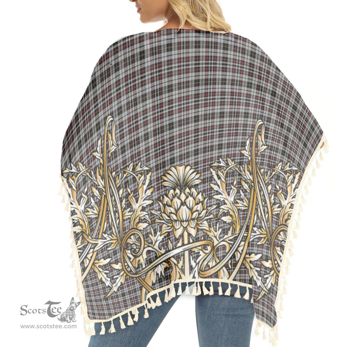 ScotsTee Shop Scottish Little Arisaid Tartan Scotland Royal Golden Thistle Square Fringed Shawl