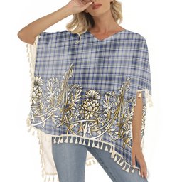 ScotsTee Shop Scottish Yorkshire, The Spirit of Tartan Scotland Royal Golden Thistle Square Fringed Shawl