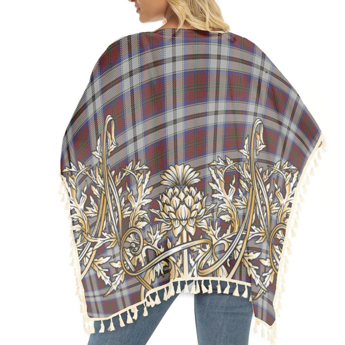 ScotsTee Shop Scottish MacCulloch Dress Tartan Scotland Royal Golden Thistle Square Fringed Shawl