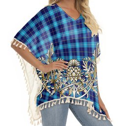 ScotsTee Shop Scottish McKerrell Tartan Scotland Royal Golden Thistle Square Fringed Shawl