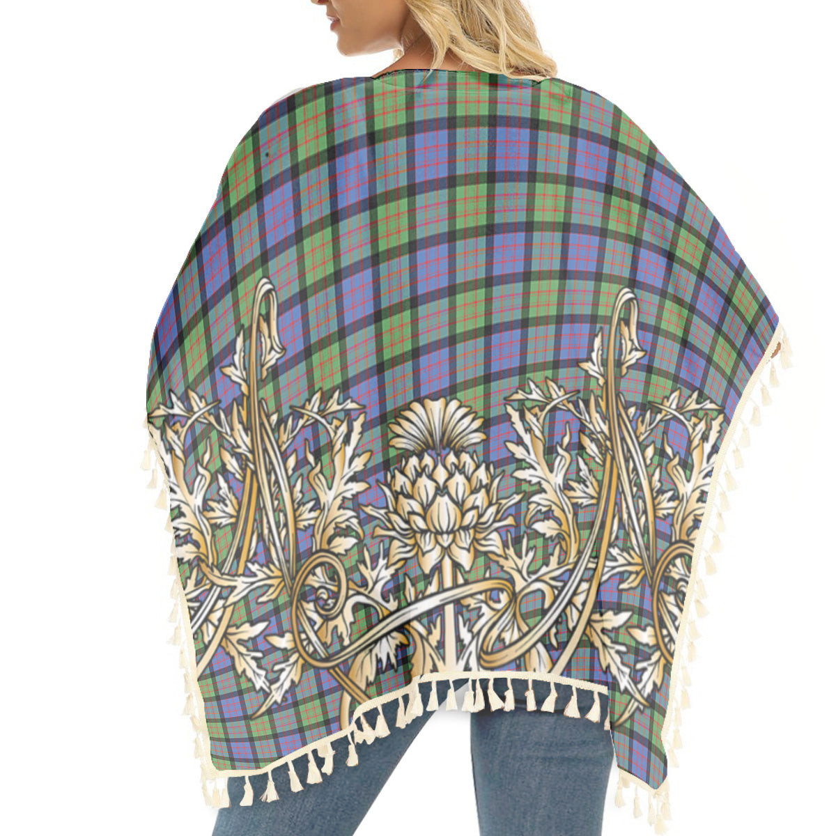 ScotsTee Shop Scottish MacDonald Ancient Tartan Scotland Royal Golden Thistle Square Fringed Shawl