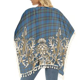 ScotsTee Shop Scottish Parr Tartan Scotland Royal Golden Thistle Square Fringed Shawl