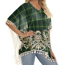 ScotsTee Shop Scottish McArthur Modern Tartan Scotland Royal Golden Thistle Square Fringed Shawl