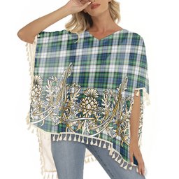 ScotsTee Shop Scottish Gordon Dress Ancient Tartan Scotland Royal Golden Thistle Square Fringed Shawl