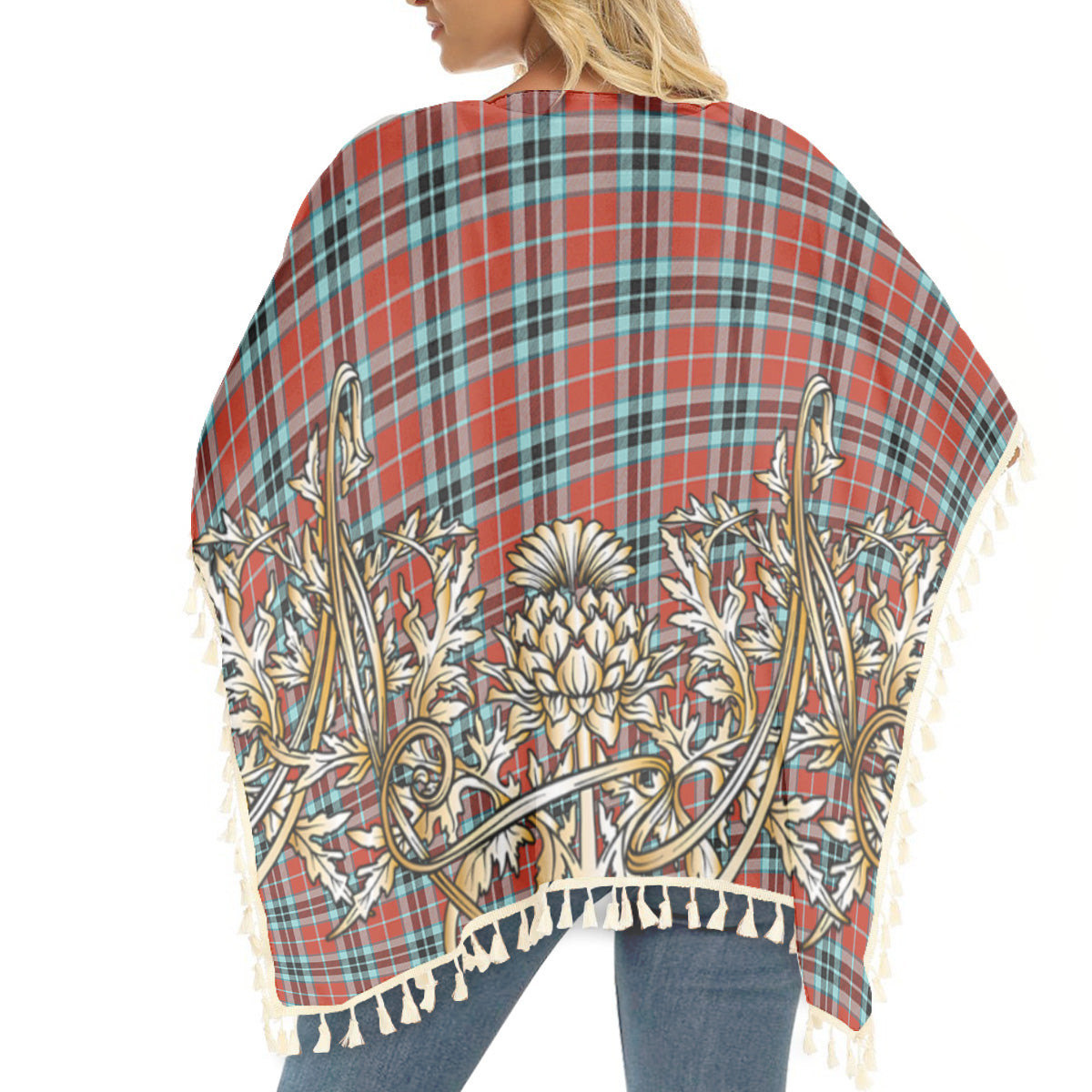 ScotsTee Shop Scottish MacTavish Ancient Tartan Scotland Royal Golden Thistle Square Fringed Shawl