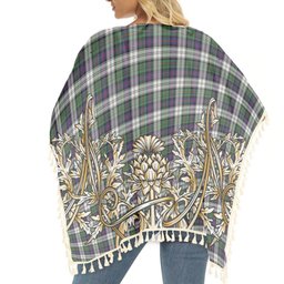 ScotsTee Shop Scottish Malcolm Dress Modern Tartan Scotland Royal Golden Thistle Square Fringed Shawl