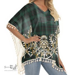 ScotsTee Shop Scottish MacAuley Hunting Modern Tartan Scotland Royal Golden Thistle Square Fringed Shawl