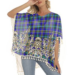 ScotsTee Shop Scottish Hope Modern Tartan Scotland Royal Golden Thistle Square Fringed Shawl