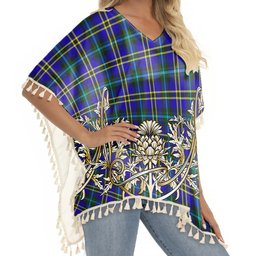 ScotsTee Shop Scottish Hope Modern Tartan Scotland Royal Golden Thistle Square Fringed Shawl