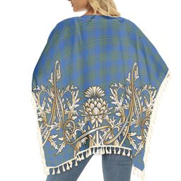 ScotsTee Shop Scottish Dallas Tartan Scotland Royal Golden Thistle Square Fringed Shawl