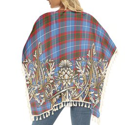 ScotsTee Shop Scottish Pennycook Tartan Scotland Royal Golden Thistle Square Fringed Shawl