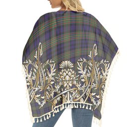 ScotsTee Shop Scottish McLellan Tartan Scotland Royal Golden Thistle Square Fringed Shawl