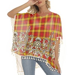 ScotsTee Shop Scottish Maguire Black Tartan Scotland Royal Golden Thistle Square Fringed Shawl