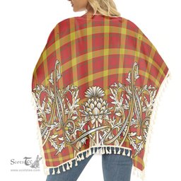 ScotsTee Shop Scottish Maguire Black Tartan Scotland Royal Golden Thistle Square Fringed Shawl