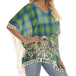 ScotsTee Shop Scottish Johnston Ancient Tartan Scotland Royal Golden Thistle Square Fringed Shawl