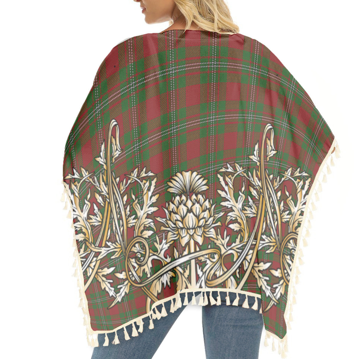 ScotsTee Shop Scottish Strange Tartan Scotland Royal Golden Thistle Square Fringed Shawl
