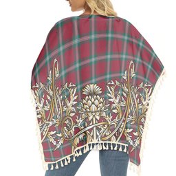 ScotsTee Shop Scottish MacLaine of Loch Buie Modern Tartan Scotland Royal Golden Thistle Square Fringed Shawl