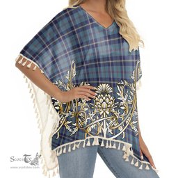 ScotsTee Shop Scottish MacRaes of America Tartan Scotland Royal Golden Thistle Square Fringed Shawl