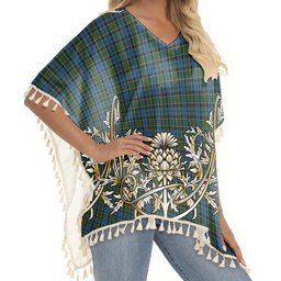 ScotsTee Shop Scottish Kirkpatrick Ancient Tartan Scotland Royal Golden Thistle Square Fringed Shawl