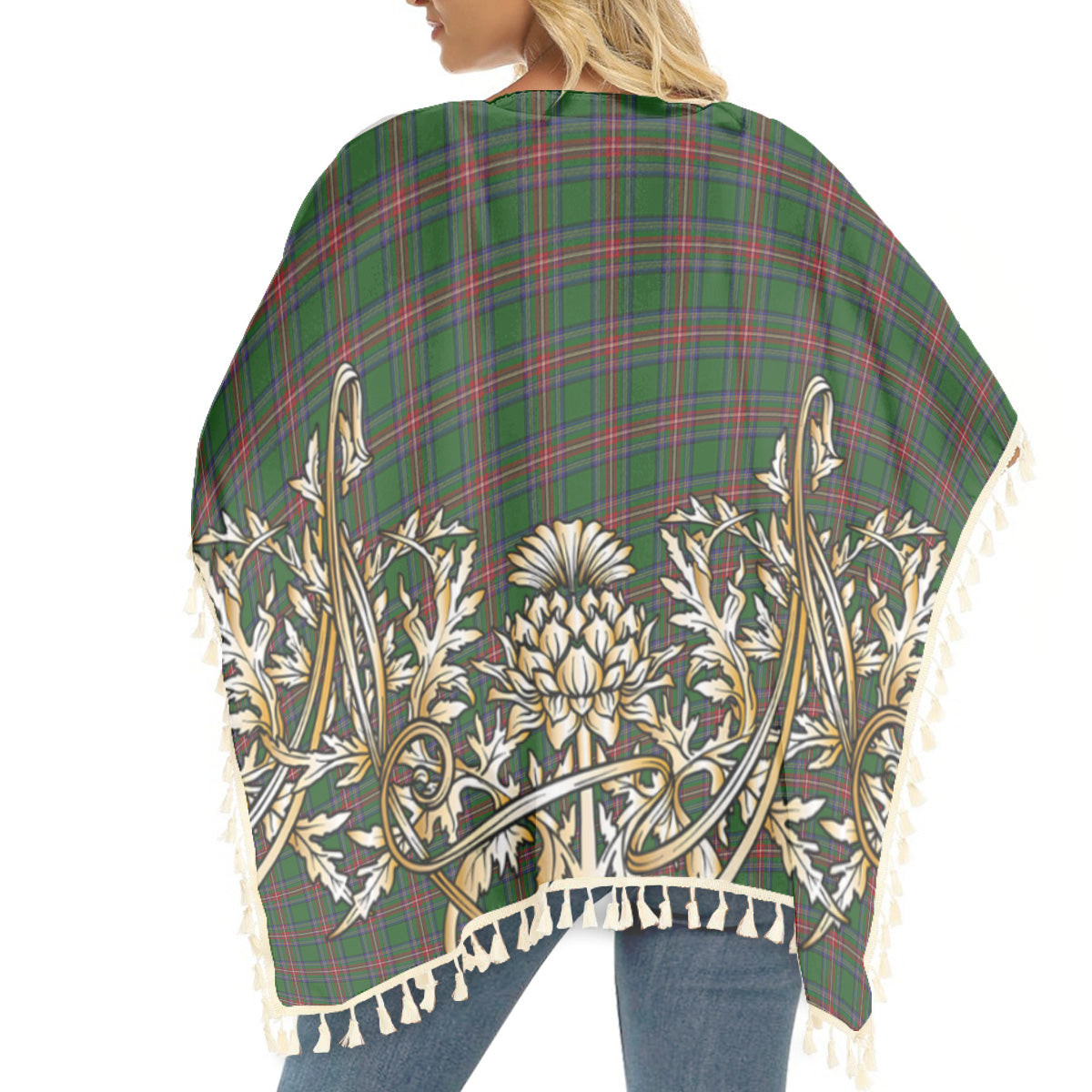 ScotsTee Shop Scottish Sillars 2 Tartan Scotland Royal Golden Thistle Square Fringed Shawl