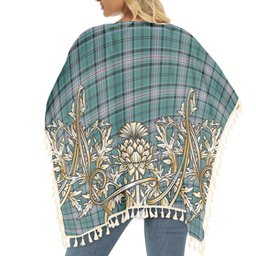 ScotsTee Shop Scottish Kelly of Sleat Hunting Modern Tartan Scotland Royal Golden Thistle Square Fringed Shawl