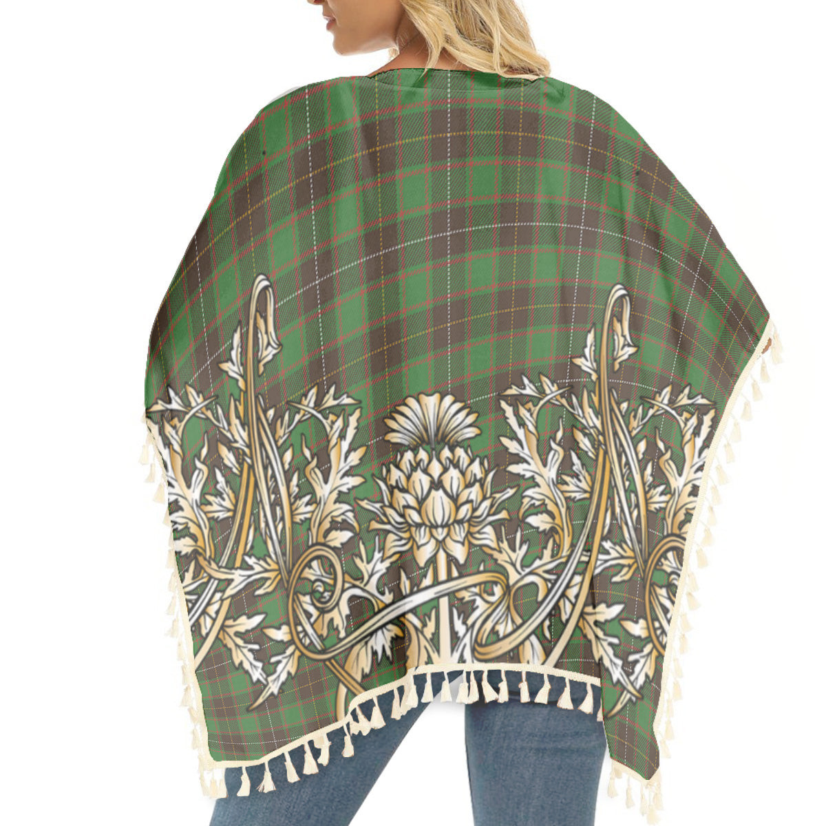 ScotsTee Shop Scottish McFie Hunting Ancient Tartan Scotland Royal Golden Thistle Square Fringed Shawl