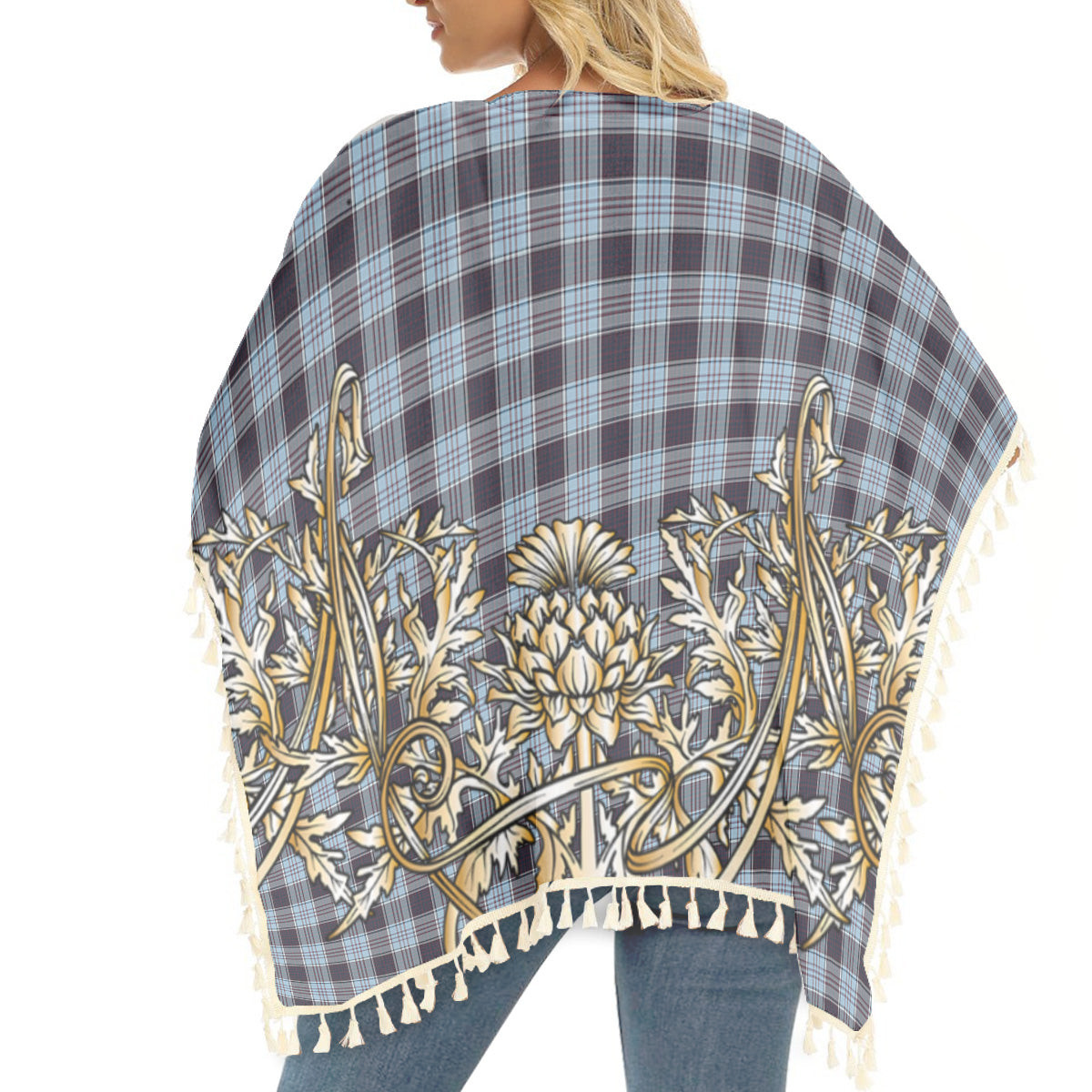 ScotsTee Shop Scottish Royal Canadian Air Force Tartan Scotland Royal Golden Thistle Square Fringed Shawl