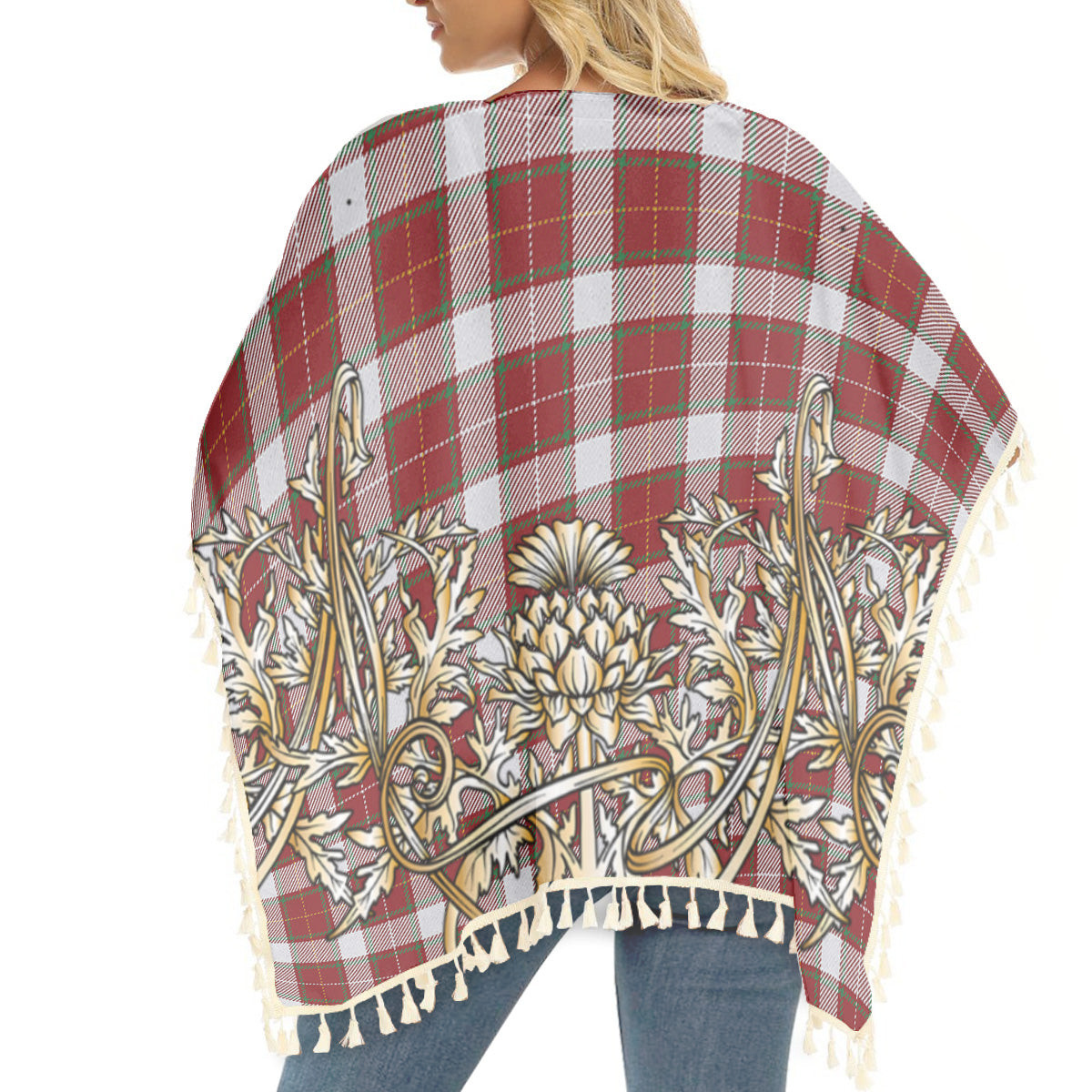 ScotsTee Shop Scottish McFie Dress Ancient Tartan Scotland Royal Golden Thistle Square Fringed Shawl