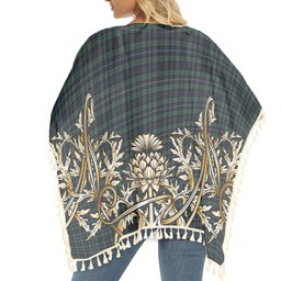 ScotsTee Shop Scottish Robertson Hunting #2 Modern Tartan Scotland Royal Golden Thistle Square Fringed Shawl
