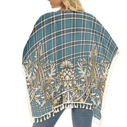 ScotsTee Shop Scottish McTavish Dress Ancient Tartan Scotland Royal Golden Thistle Square Fringed Shawl