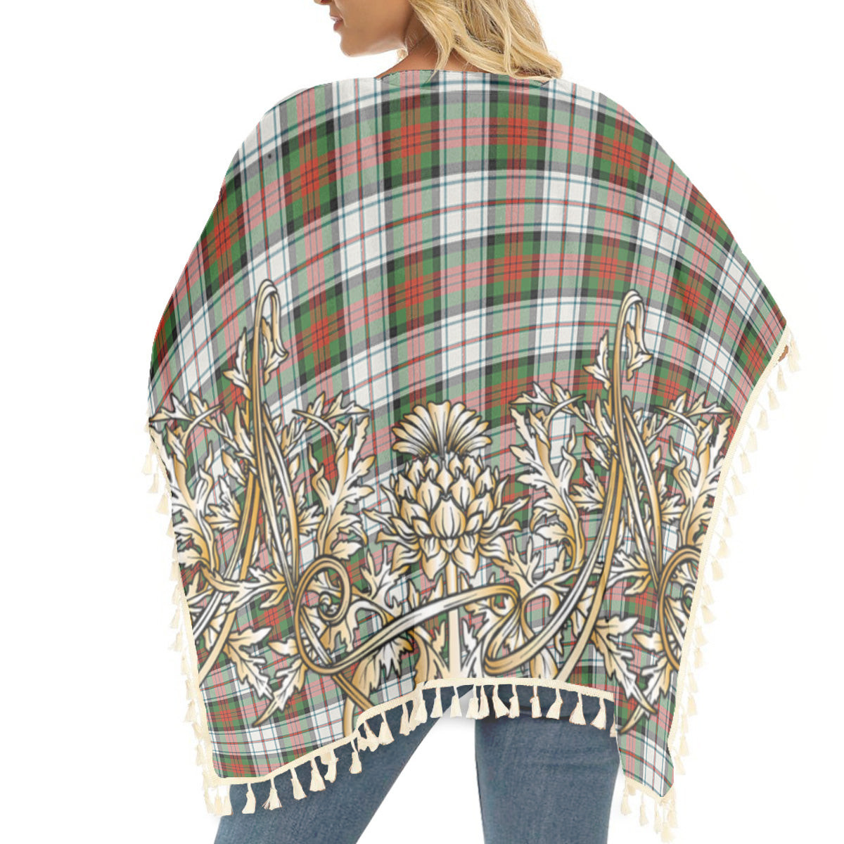 ScotsTee Shop Scottish MacDuff Dress Ancient Tartan Scotland Royal Golden Thistle Square Fringed Shawl