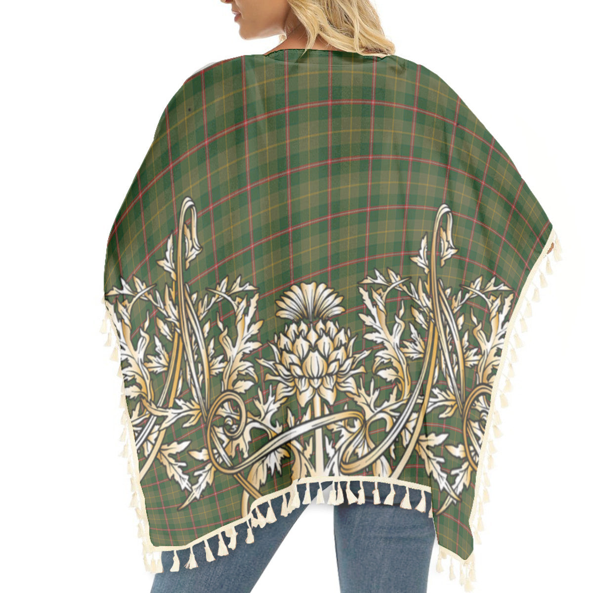 ScotsTee Shop Scottish Symington Tartan Scotland Royal Golden Thistle Square Fringed Shawl