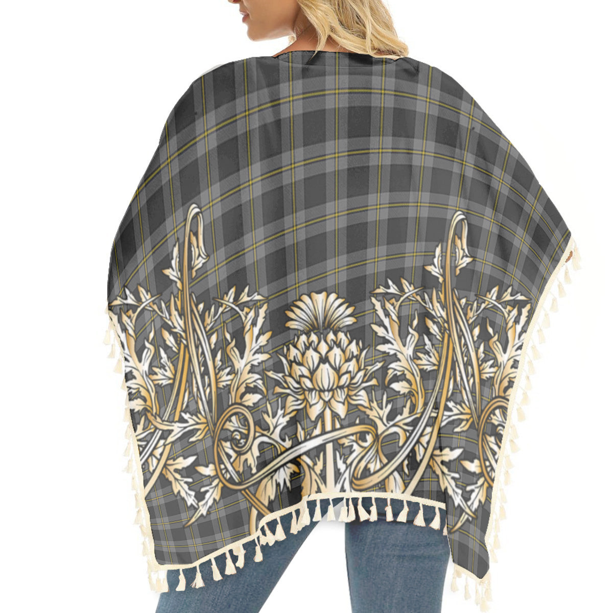 ScotsTee Shop Scottish Perry Ancient Tartan Scotland Royal Golden Thistle Square Fringed Shawl