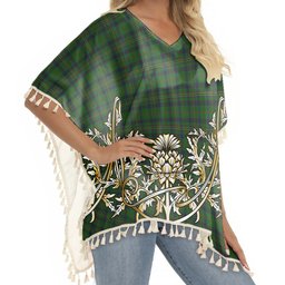 ScotsTee Shop Scottish Kennedy 3 Tartan Scotland Royal Golden Thistle Square Fringed Shawl