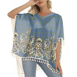 ScotsTee Shop Scottish Norris (Norreys) Modern Tartan Scotland Royal Golden Thistle Square Fringed Shawl