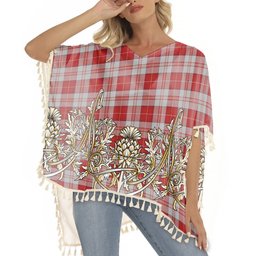 ScotsTee Shop Scottish Menzies 3 Tartan Scotland Royal Golden Thistle Square Fringed Shawl
